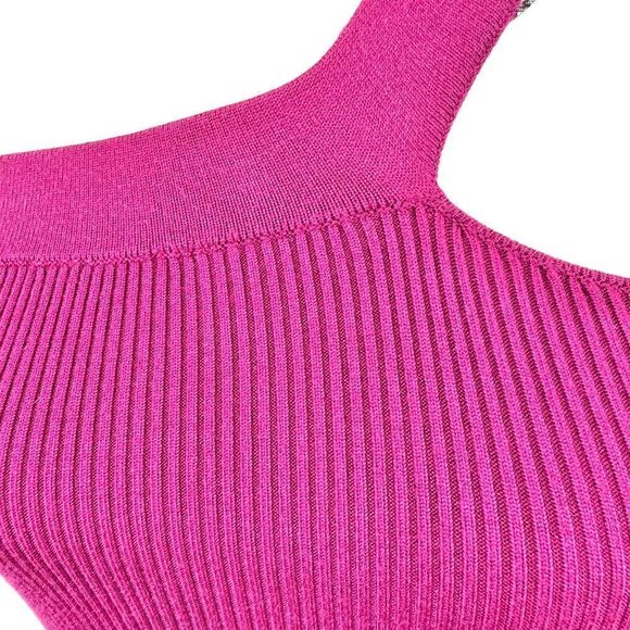 Michael Costello X Revolve Magenta One Shoulder Ribbed Body-con Mini Dress, XS - Picture 5 of 11